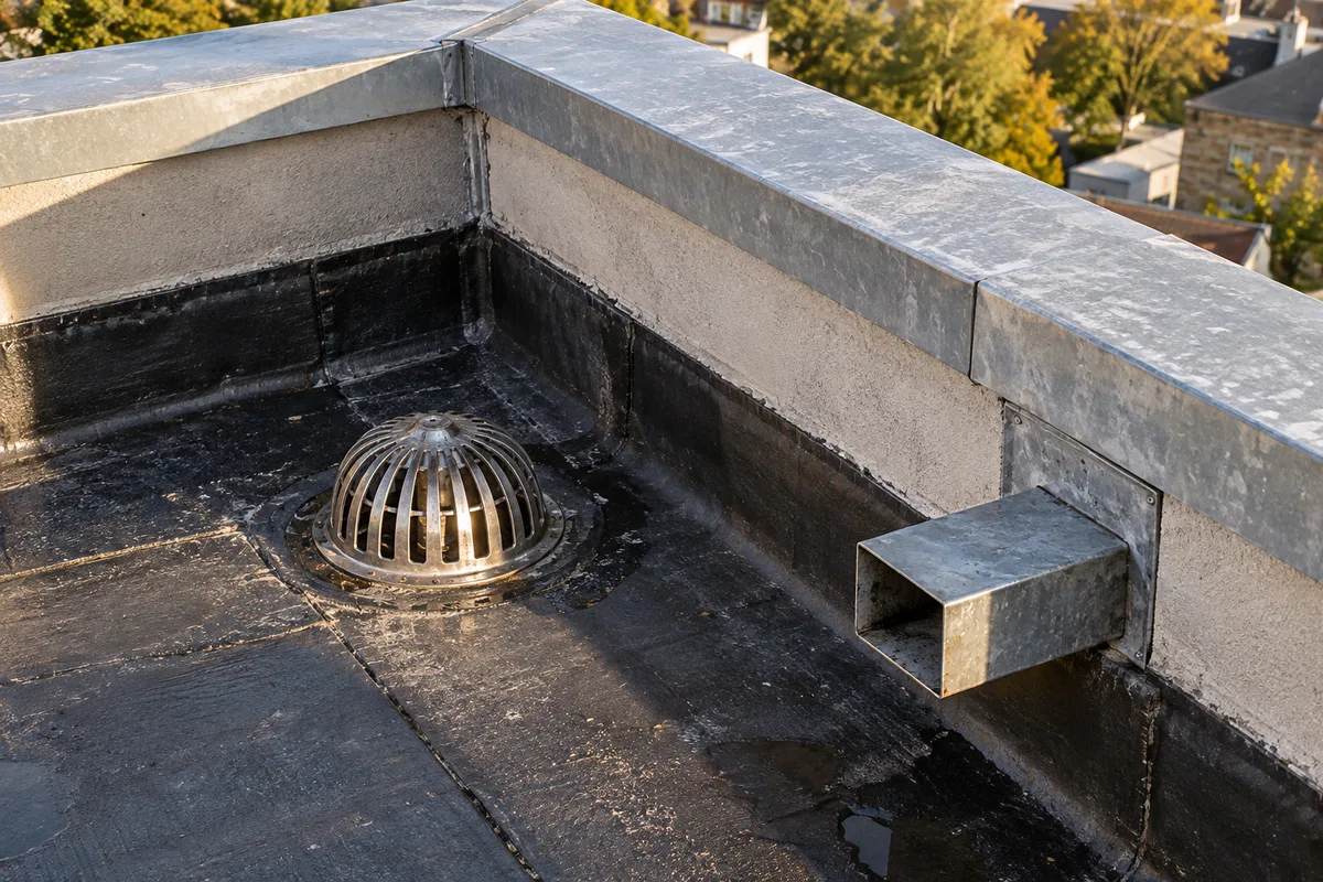 Évacuation d'un toit-terrasse : naissances et trop-pleins